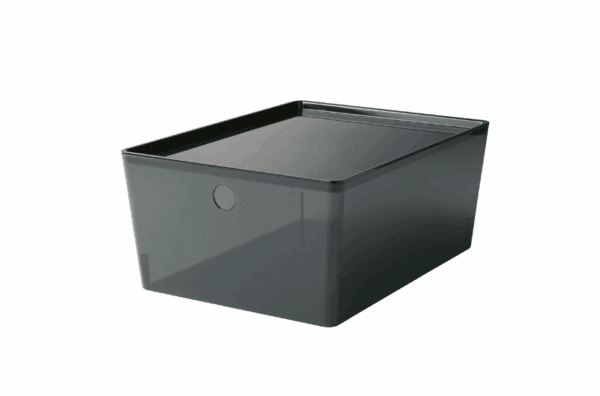 ikea kuggis box with lid transparent black (505.140.40)