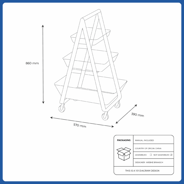 ikea trolley, white, 57x39x86 cm (202.816.31) (20490500388)