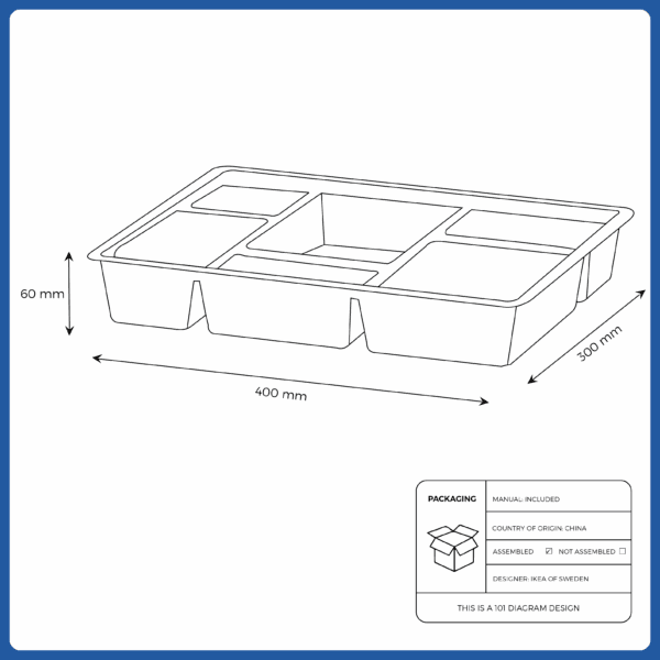 ikea drawers tray, dark grey, 40x30 cm (103.480.19) (20490500015)