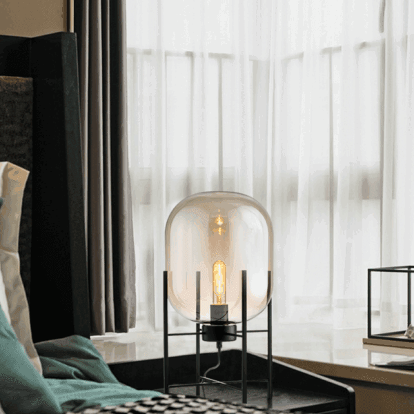 nordic postmodernist smoke gray/amber glass led table lamp (20490500108)