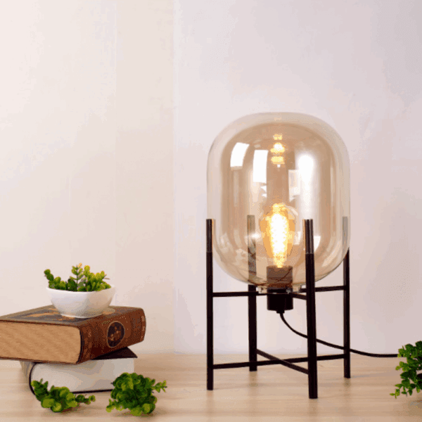 nordic postmodernist smoke gray/amber glass led table lamp (20490500108)