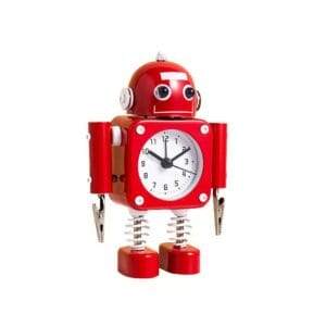 robot alarm clock stainless metal
