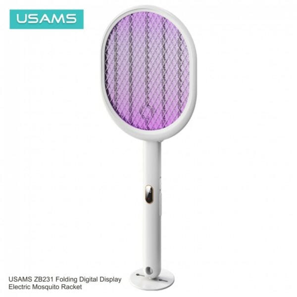 usams folding mosquito racket with digital display