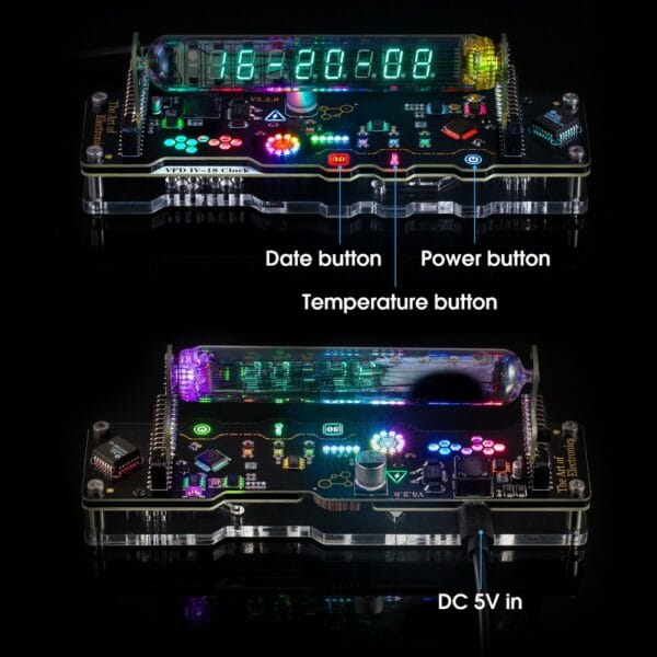 vintage iv 18 vfd tube clock rgb led w/remote