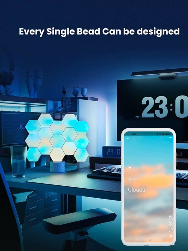 cololight ls166a15 hexagon led lights sky kit work with alexa&google, music&screen sync gaming lights