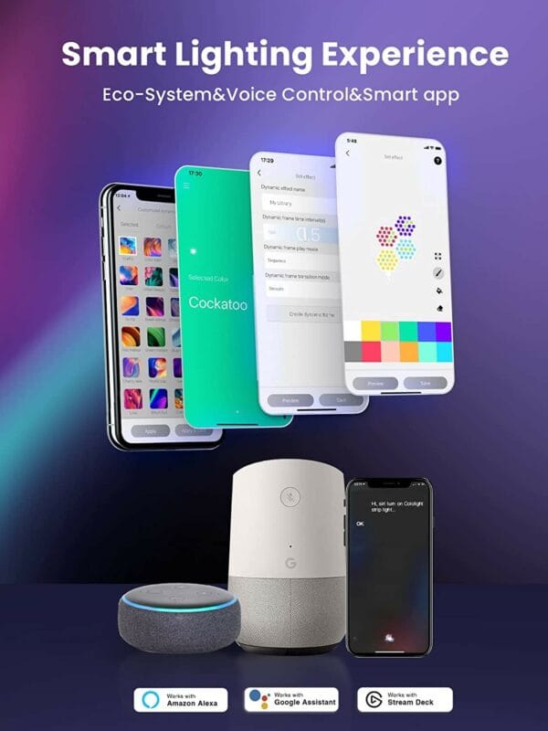 cololight ls166a15 hexagon led lights sky kit work with alexa&google, music&screen sync gaming lights