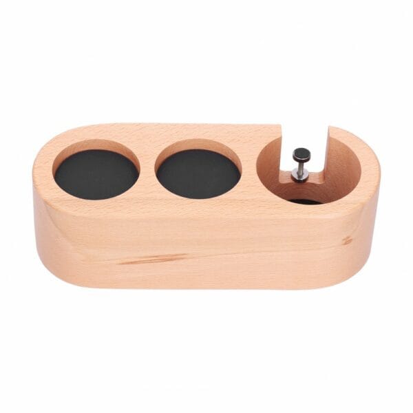 coffee portafilter holder wooden tamper stand