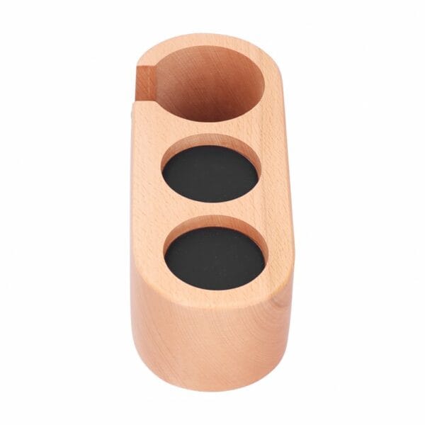 coffee portafilter holder wooden tamper stand