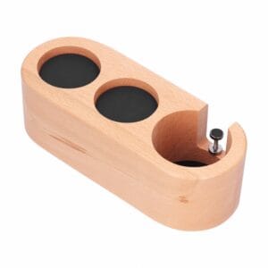 coffee portafilter holder wooden tamper stand