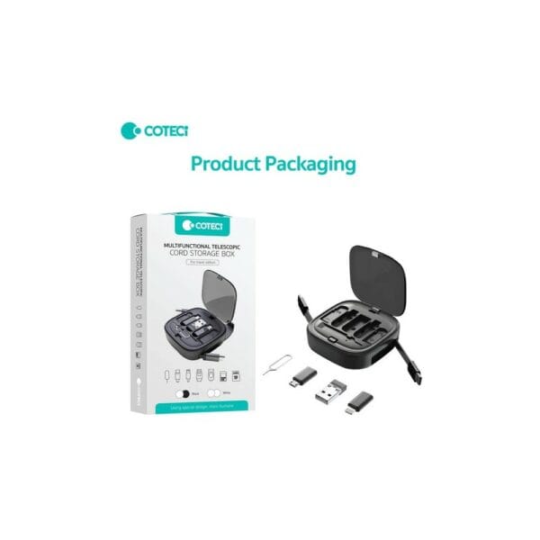 coteetci travel edition 8 in 1 data cable storagr box (87701 bk)