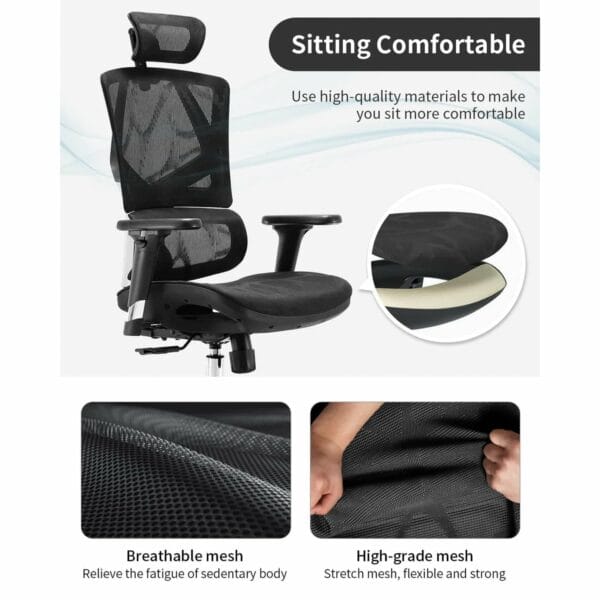 sihoo ergonomic chair with dynamic lumbar support (black) m90c 401