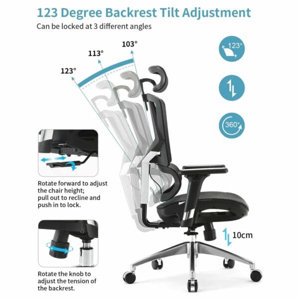 sihoo ergonomic chair with dynamic lumbar support (black) m90c 401