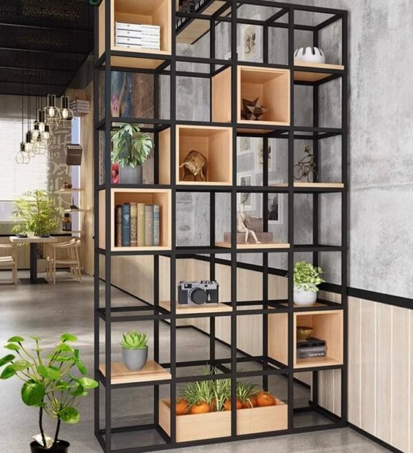 decorative nordic iron shelf combined with industrial wood (range 4x7)
