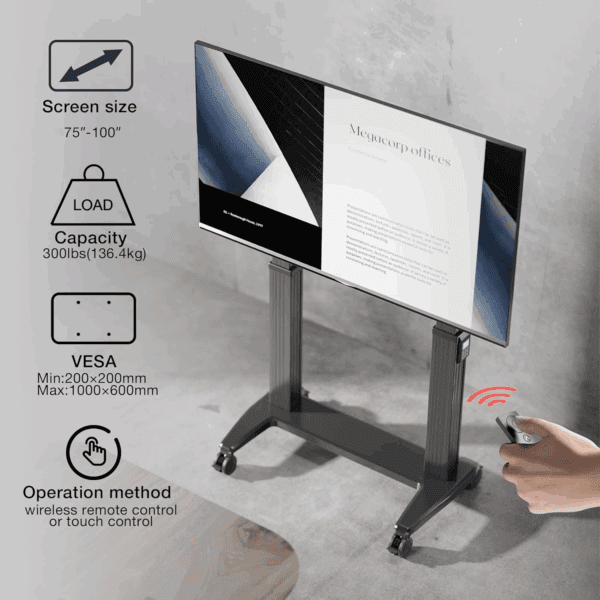 north bayou gf100 mobile tv cart (max 100")