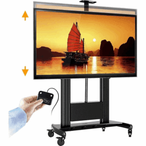 north bayou tw100 heavy duty tv cart with motorized automatic screen lift (white)