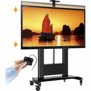 north bayou tw100 heavy duty tv cart with motorized automatic screen lift (white)