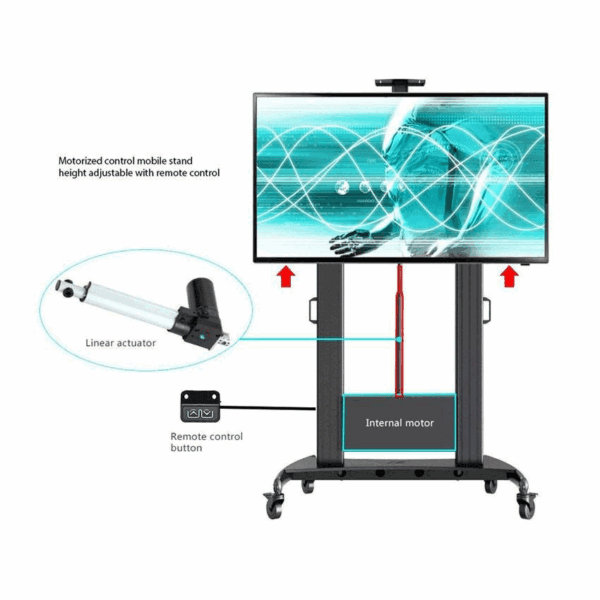 north bayou tw100 heavy duty tv cart with motorized automatic screen lift (white)