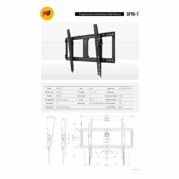 north bayou nb df90 t large flat panel tv mount