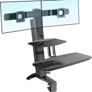 north bayou nb l100 sit/stand lifting table dual monitor with keyboard tray (fits most 22 32 inches)