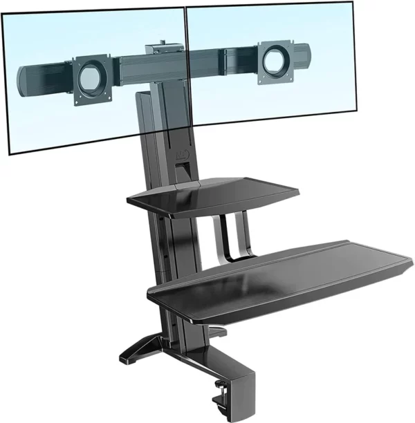 north bayou nb l100 sit/stand lifting table dual monitor with keyboard tray (fits most 22 32 inches)