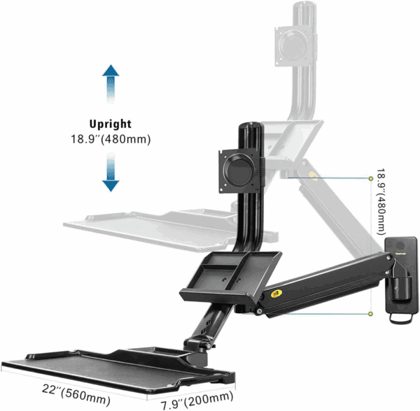 north bayou mb32 wall mount sit stand converter (19'' 27'')