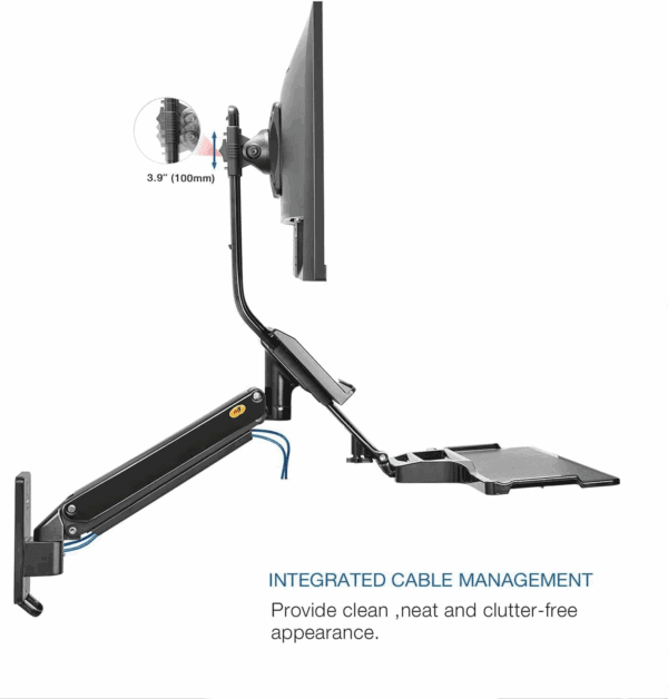 north bayou mb32 wall mount sit stand converter (19'' 27'')