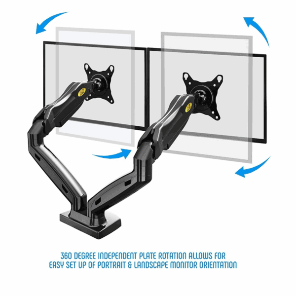 north bayou f160 dual monitor desk mount (black, 17" 27")