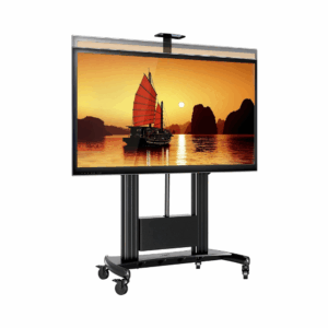 nb ergonomic tw100 heavy duty tv cart with motorized automatic screen lift (white)