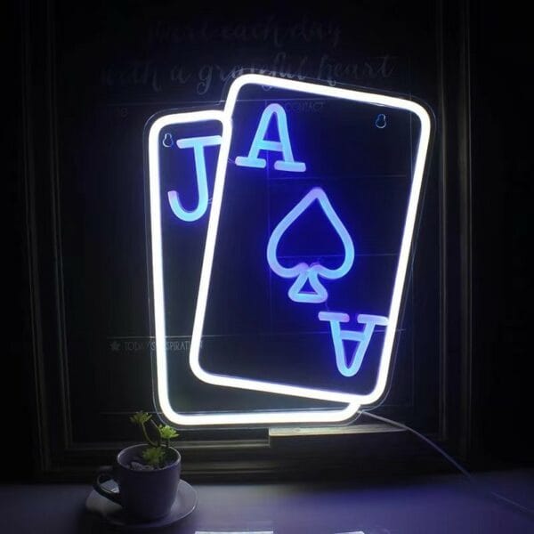 poker cards neon sign
