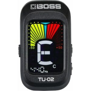 boss tu 02 chromatic clip on tuner for guitar