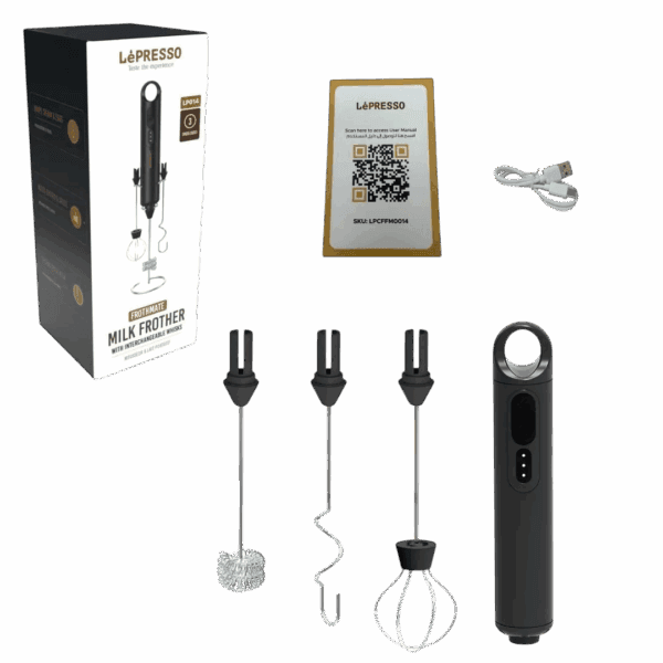 lépresso 3 in 1 milk frothmate with interchangeable whisks (lpcffm0014)