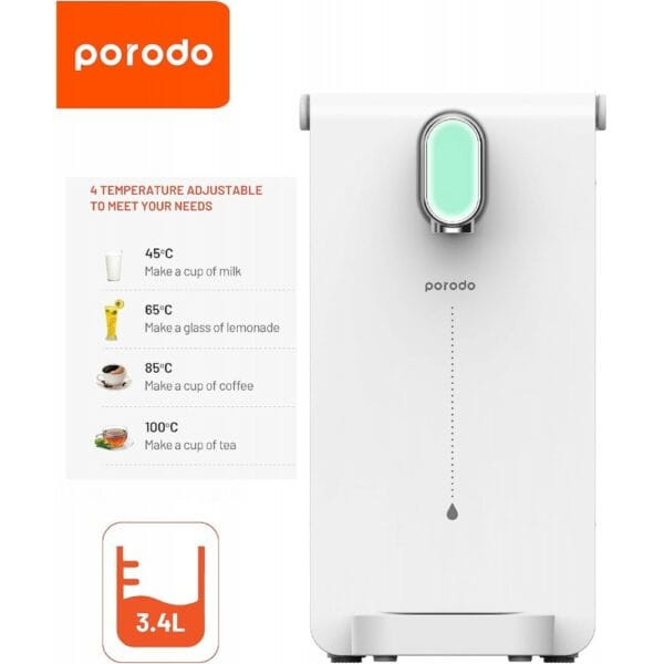 porodo lifestyle instant hot water dispenser 3.4l 2200w