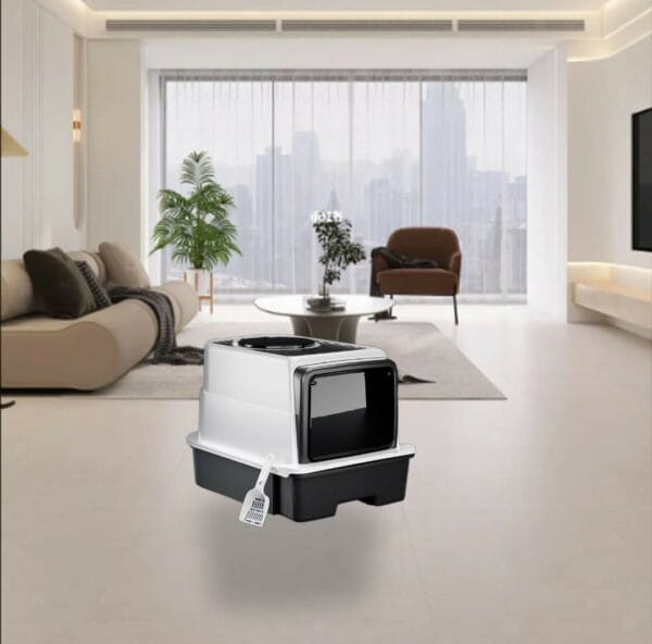 enclosed hooded cat litter box