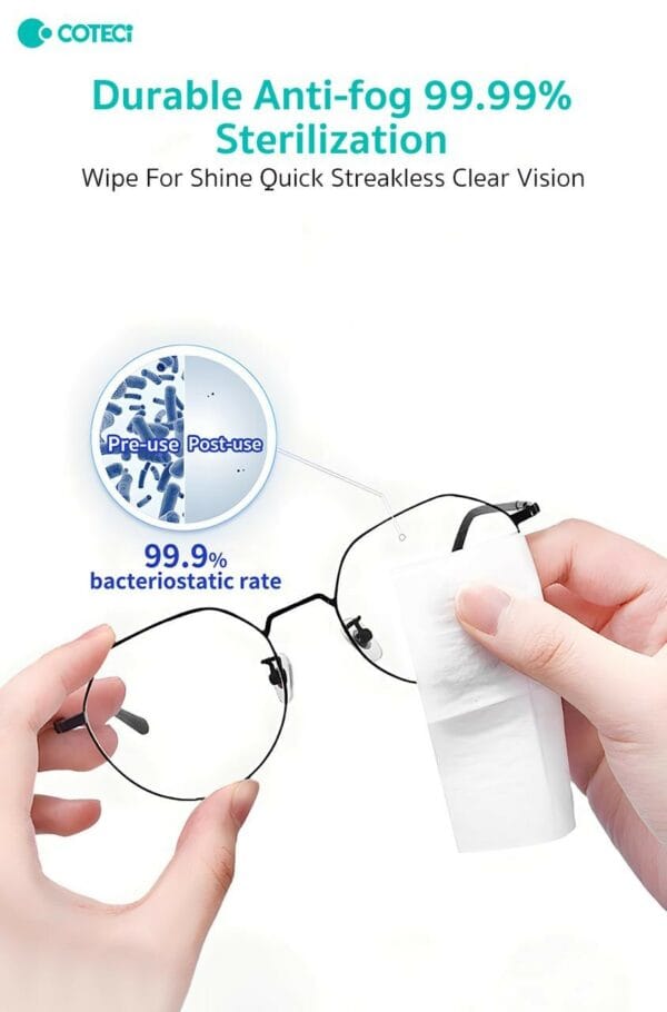 coteetci glasses anti fog cleaning wipes (tr 018)