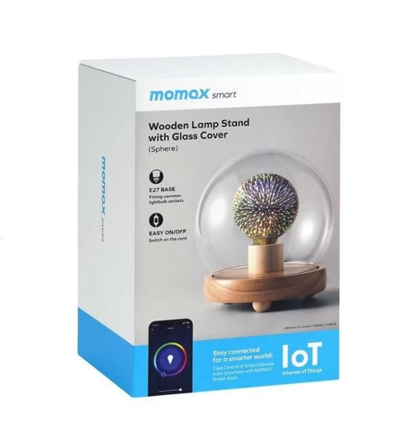 momax wooden lamp stand with glass cover (sphere) vpd0094