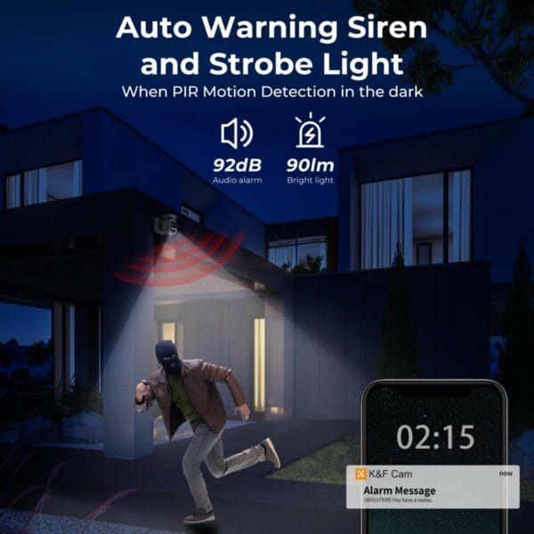 k&f concept solar wireless security camera 2k