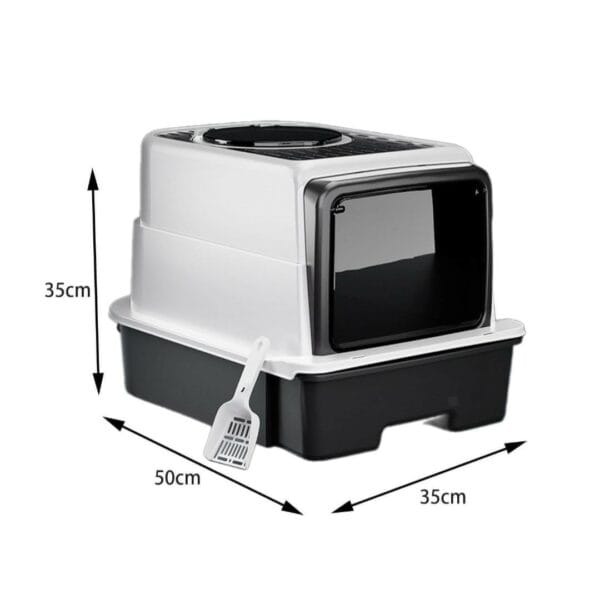enclosed hooded cat litter box