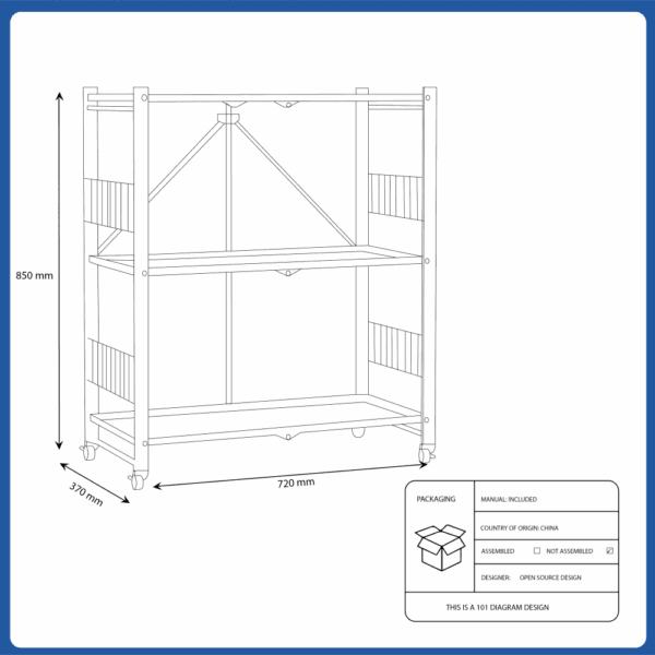 3 tier metal shelves with wheels (20490501277)