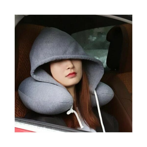 soft comfortable hooded neck travel pillow