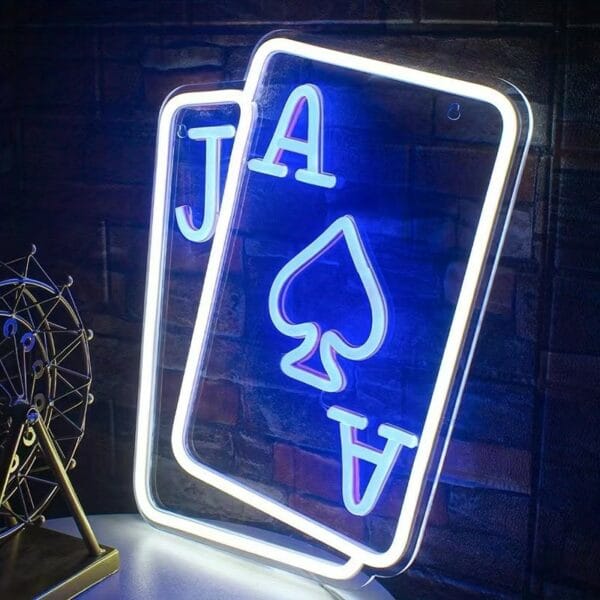 poker cards neon sign