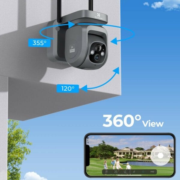 k&f concept solar wireless security camera 2k