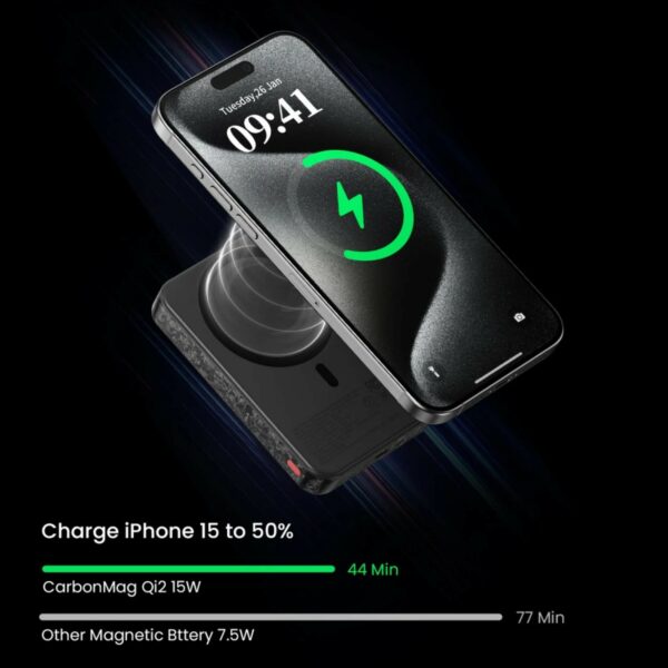 sharge carbonmag power bank wireless charging 10,000mah 15w (c2)