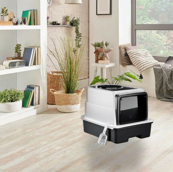 enclosed hooded cat litter box