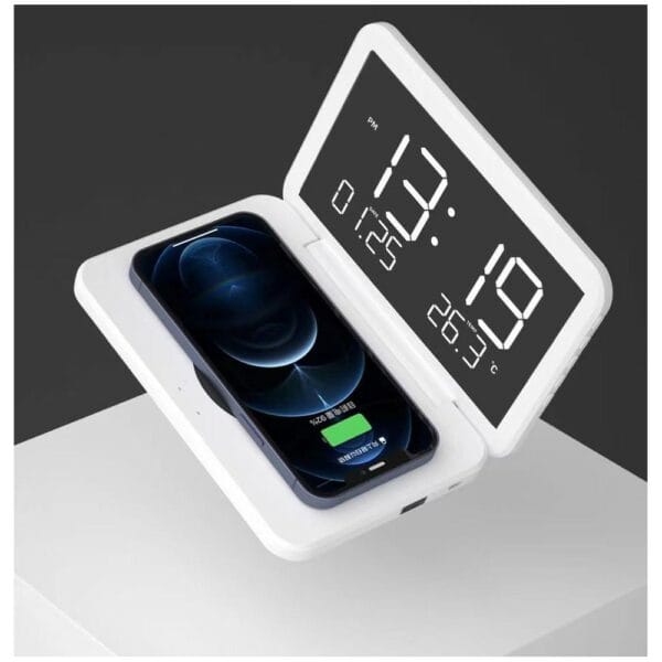4 in 1 qi wireless charger with alarm clock