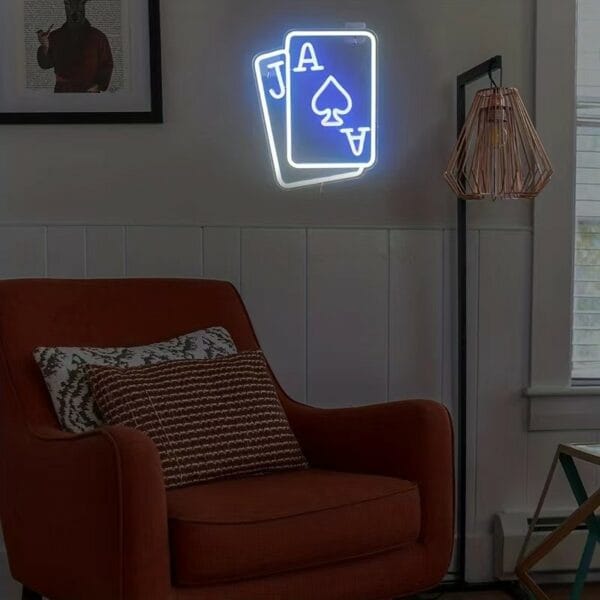 poker cards neon sign