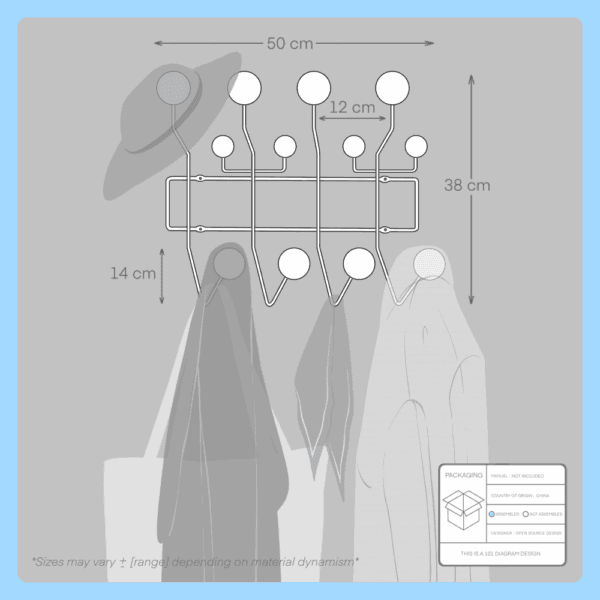 wall coat rack with 14 hooks