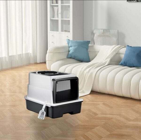 enclosed hooded cat litter box