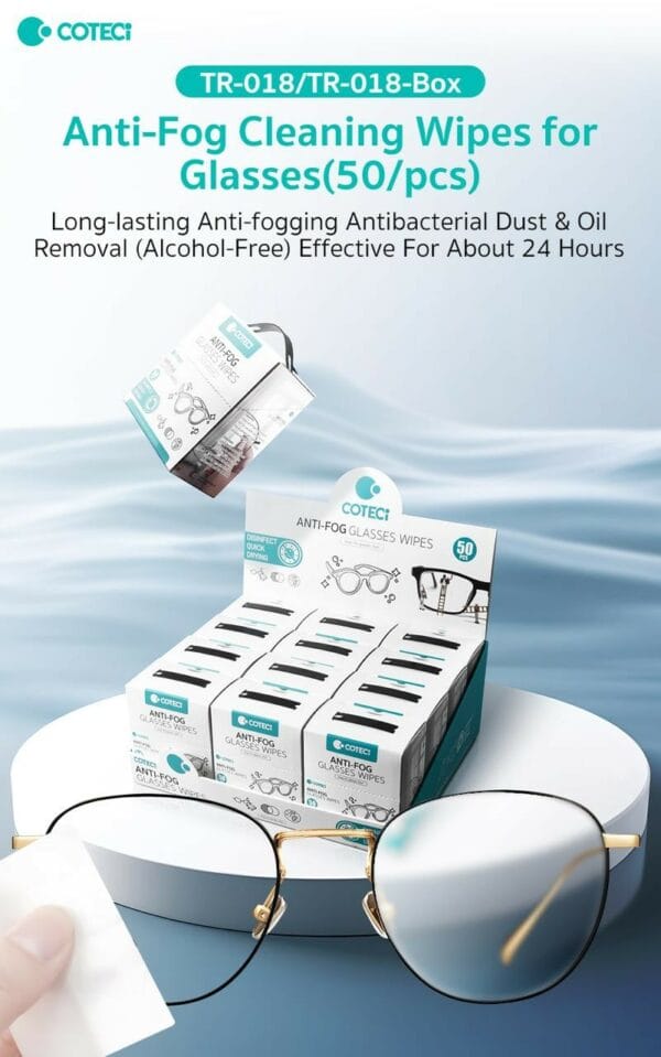 coteetci glasses anti fog cleaning wipes (tr 018)
