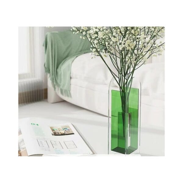arc shaped acrylic flower vase in nordic style (green/clear) (20490500854/20490500855)