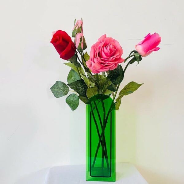 arc shaped acrylic flower vase in nordic style (green/clear) (20490500854/20490500855)